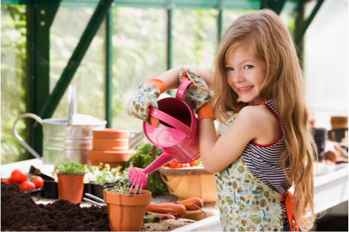 Young girl gardening