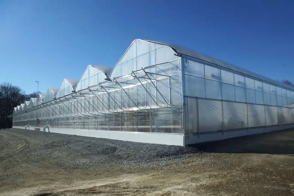 outside of a commercial greenhouse structure