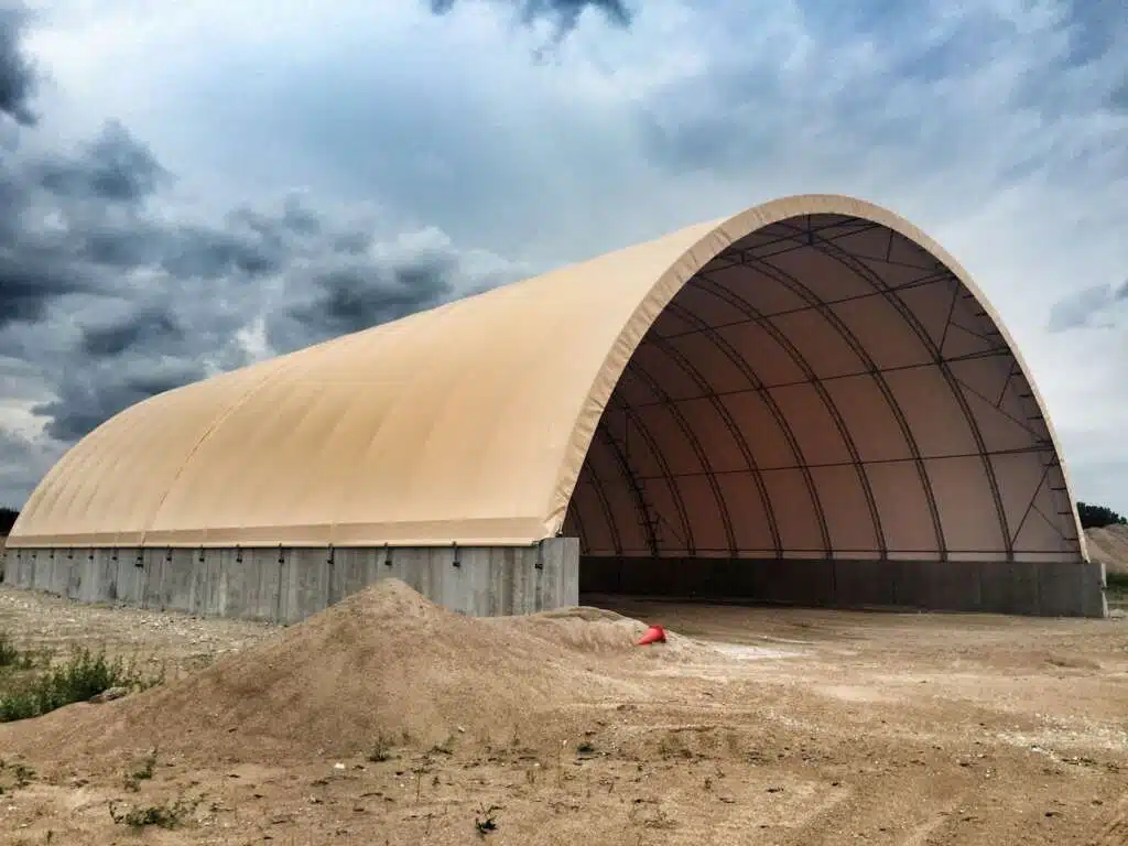 Fabric covered mining structure