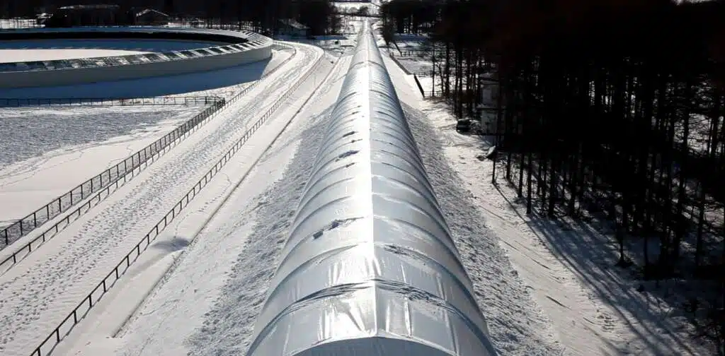 Fabric covered horse training structure