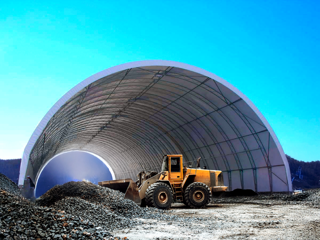 Fabric Structures for Sand and Aggregate Storage